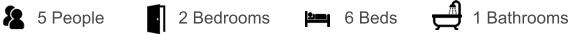 5 People 2 Bedrooms 6 Beds 1 Bathrooms